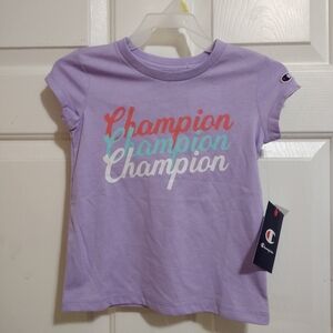 Champion Purple 💜 Logo Tee Girl Size 4 NWT